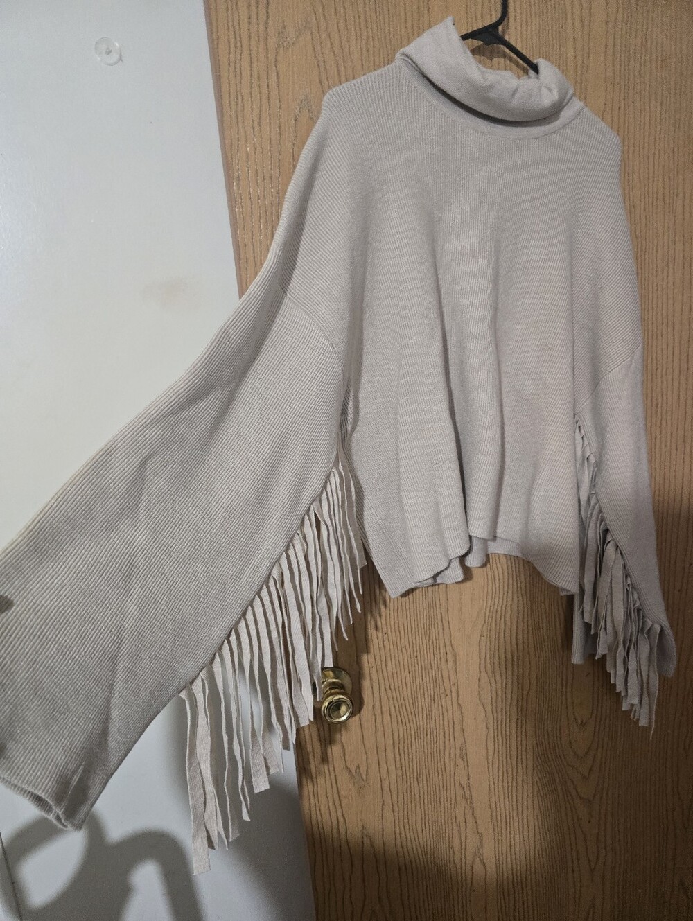 Fringe Turtleneck Sweater - Beige - Picture 2 of 3
